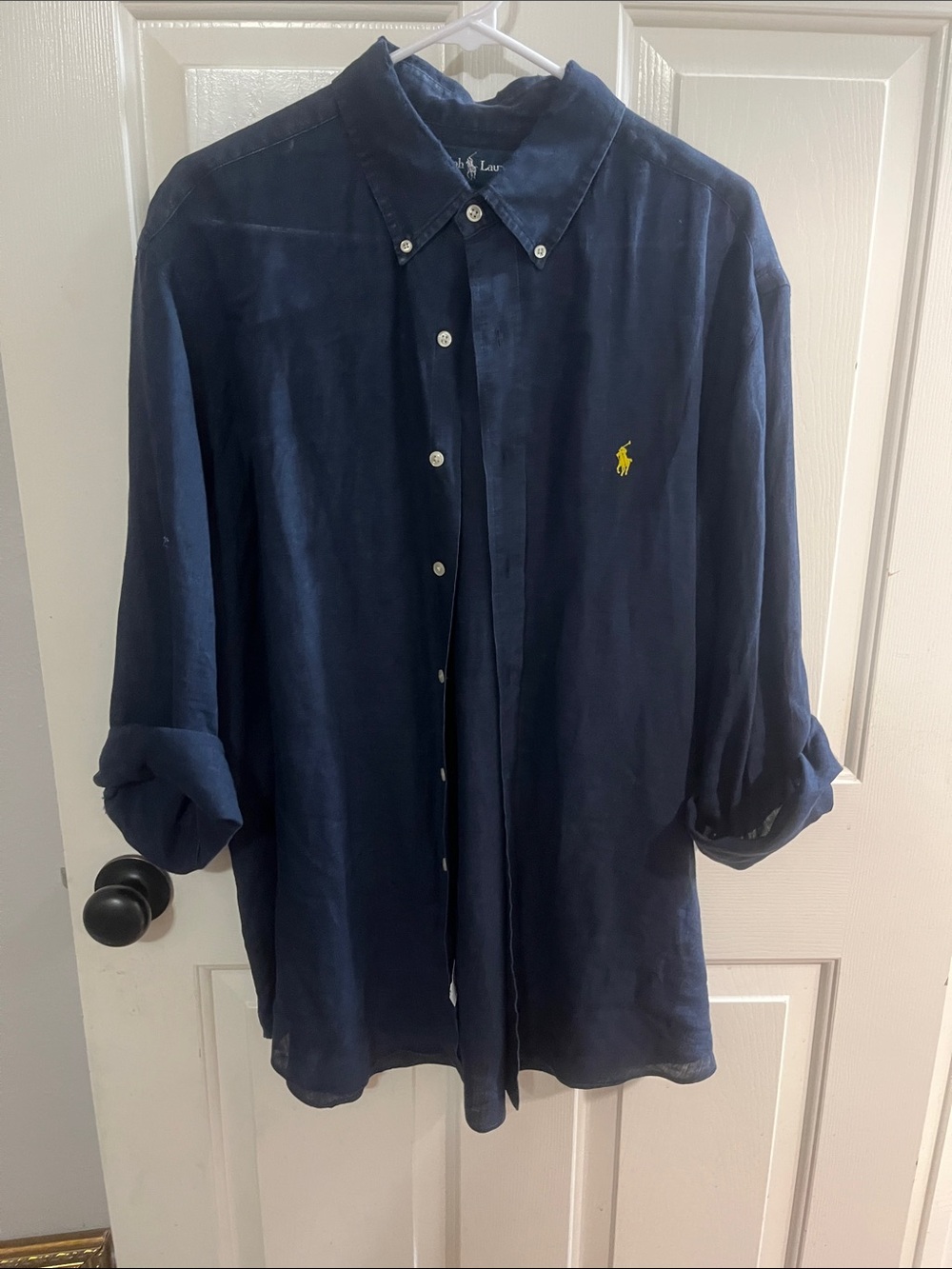 Ralph Lauren Navy Linen Button-Down
